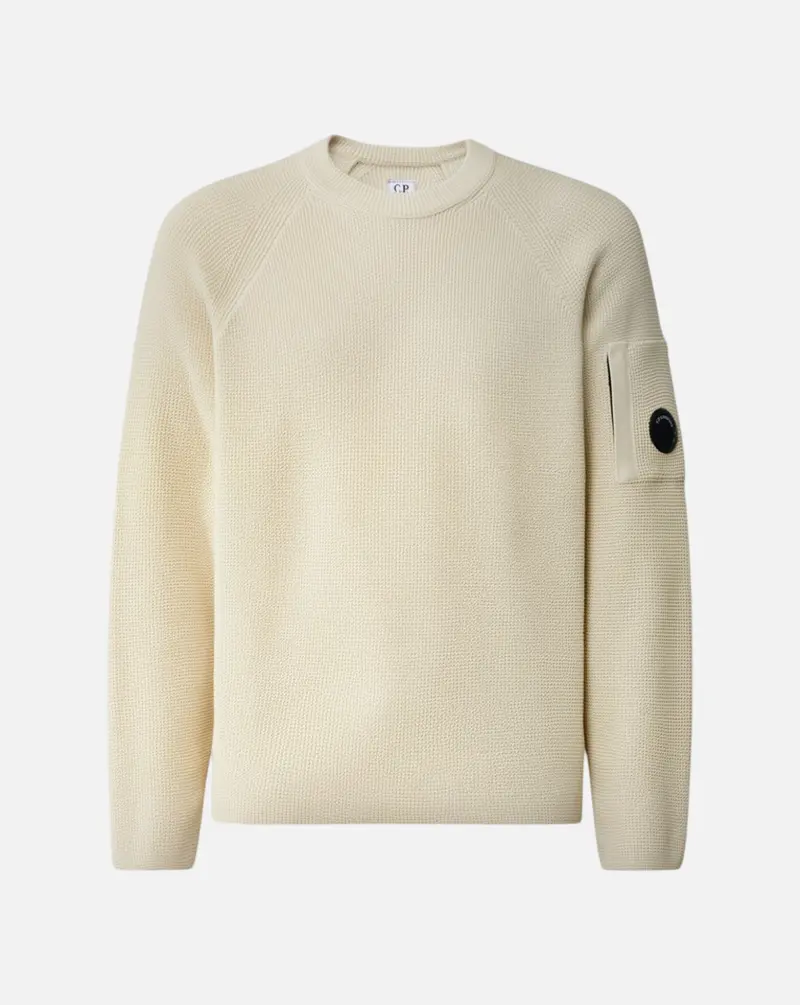 Jersey C.P. Company Waffle Knit Cotton Lens Crewneck Sweater