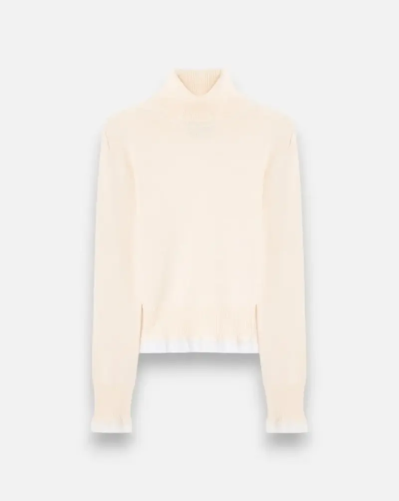 Jersey Ganni Merino Turtleneck W Lace Details