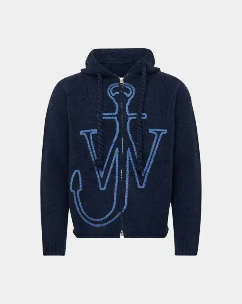 Jersey Jw Anderson Anchor Embroidery Zipped Hoodie