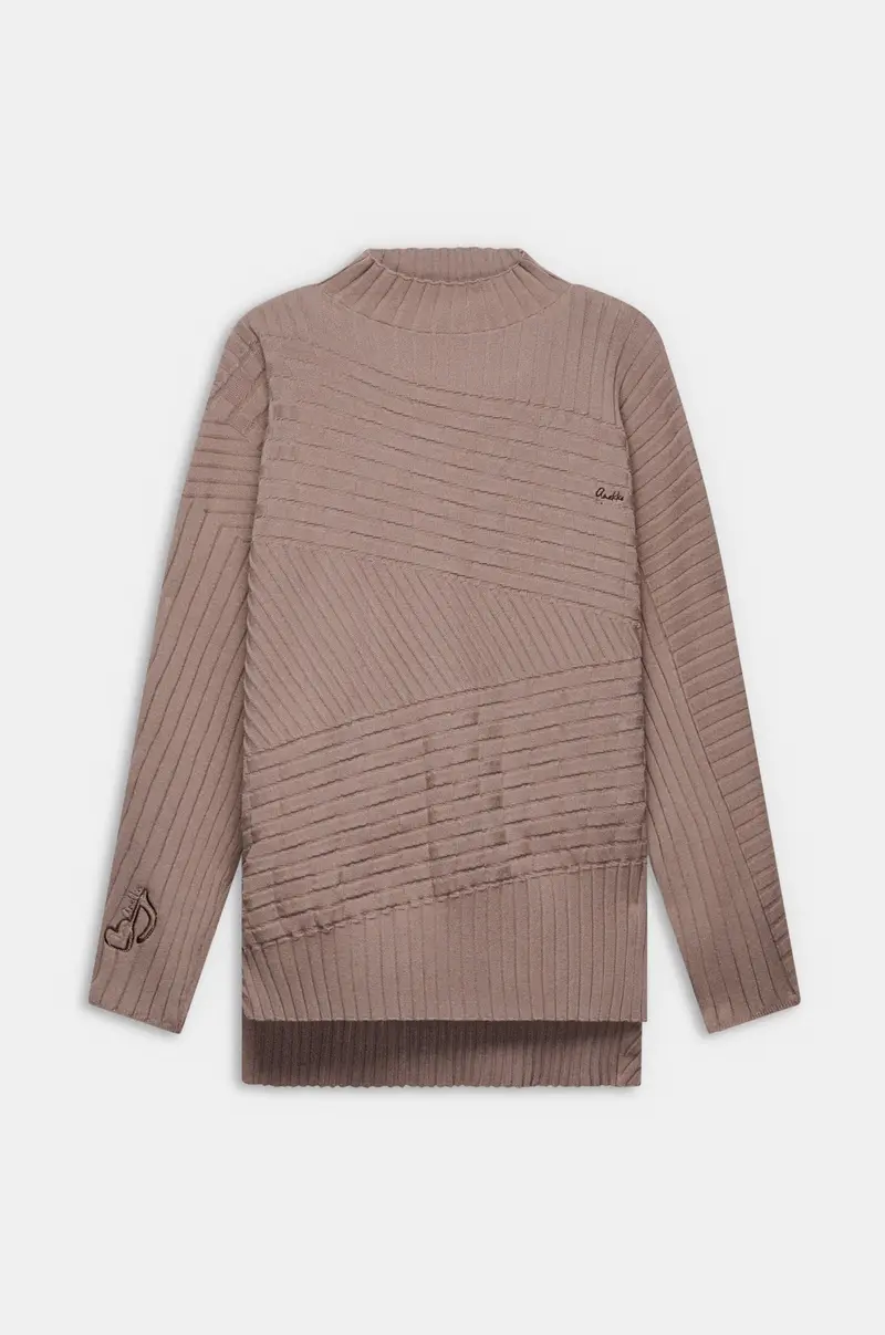 Jersey taupe de punto con relieve