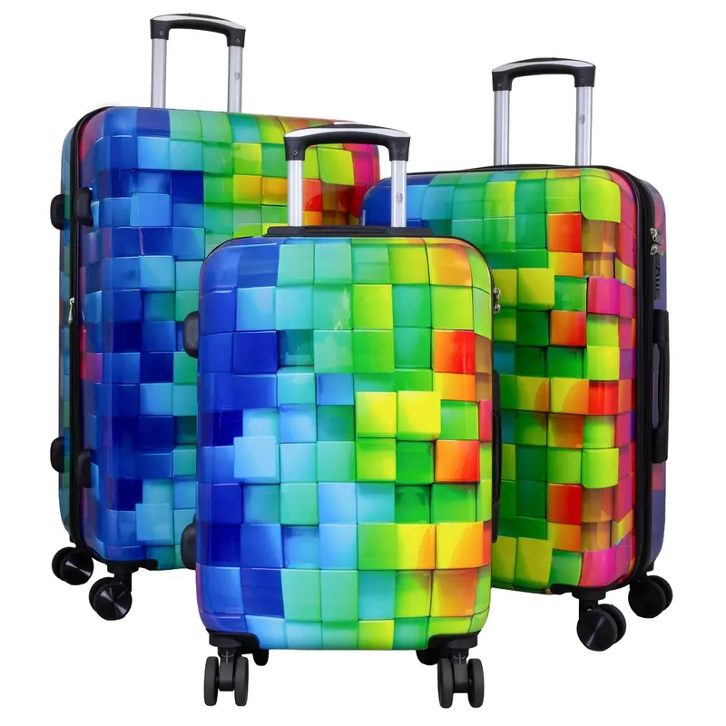 Juego de 3 Maletas Rígidas Mosaik Multicolor 3D 360° ABS & Policarbonato
