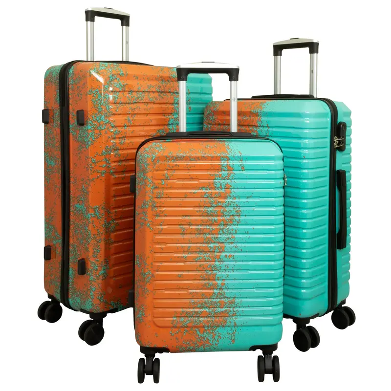 Juego de 3 Maletas Rígidas Sierra Graffiti Turquesa y Naranja