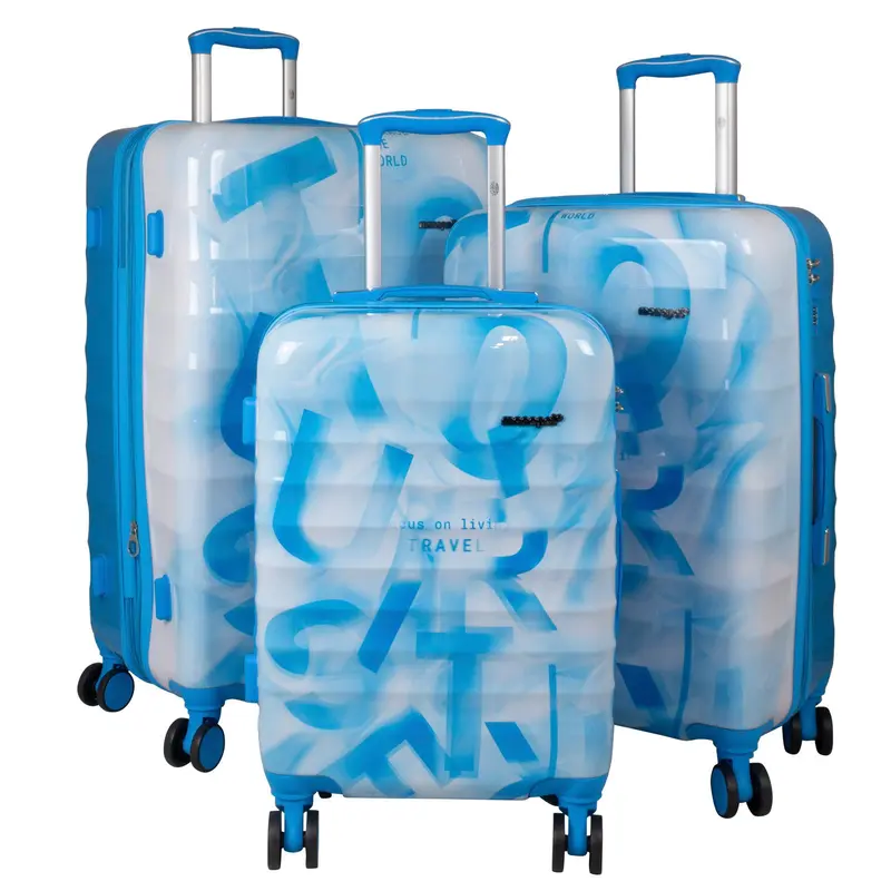 Juego de 3 Maletas Rígidas Verona Graffiti Azul y Blanco