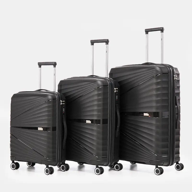 Juego de maletas PP Rígida 3 piezas|Maleta Cabina 55cm|Maleta Mediana 65cm Expandible |Maleta Grande 75cm Expandible |Choco Negro