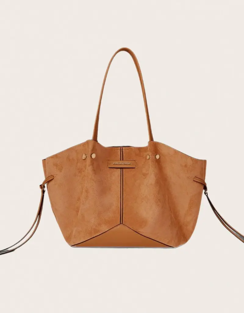 KARL LAGERFELD PIERCED MD TOTE DARK TAN B4W30359 91304