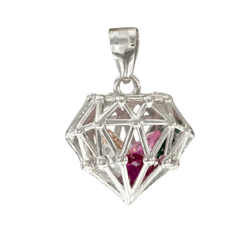 Llamador de Angeles colgante diamante plata de ley