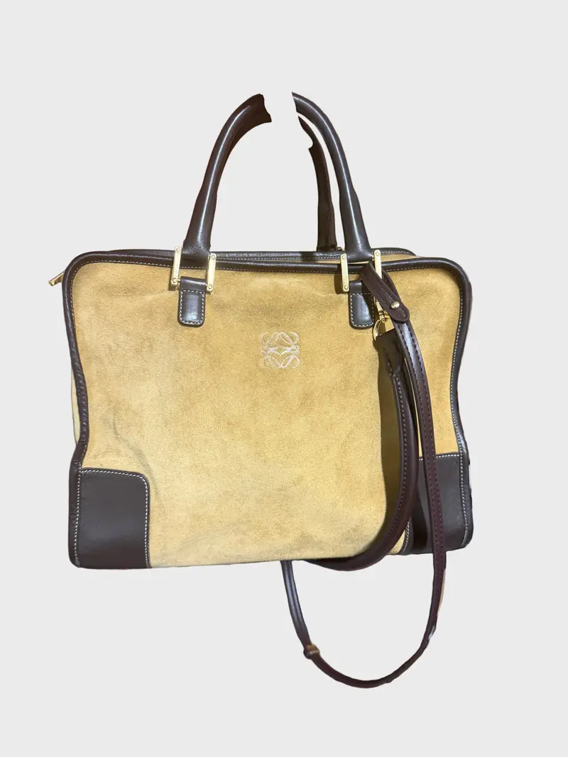 Loewe Amazona 32 Ante Oro y Piel Marrón