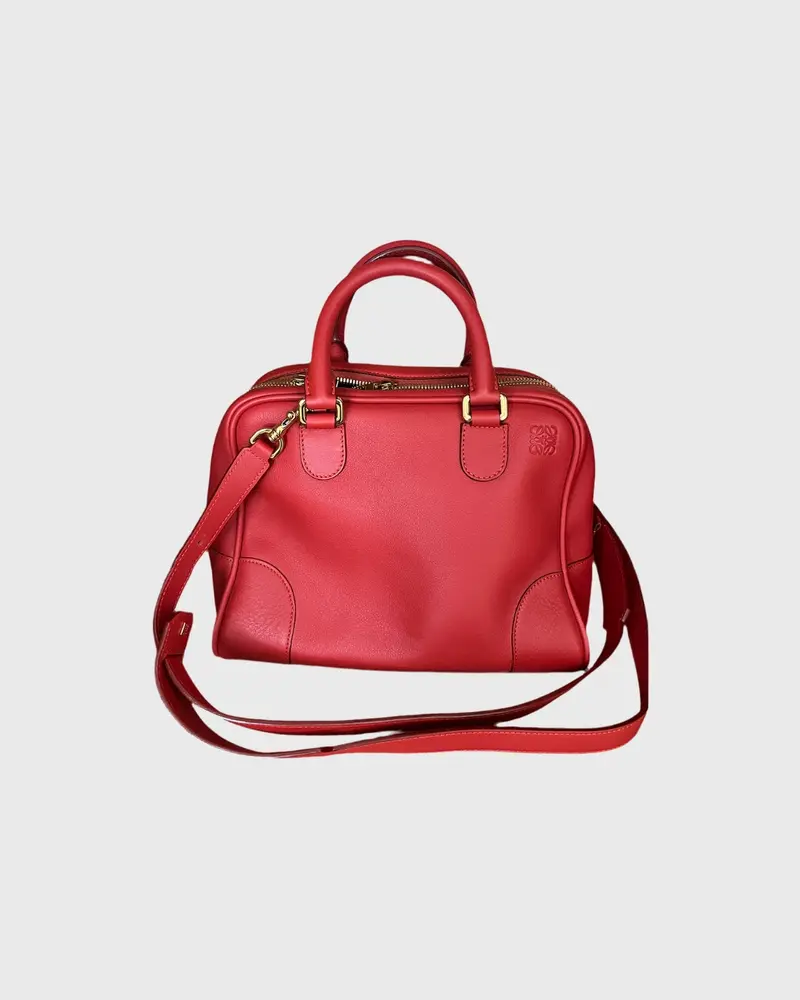 Loewe amazona 75 en piel roja con bandolera y funda original