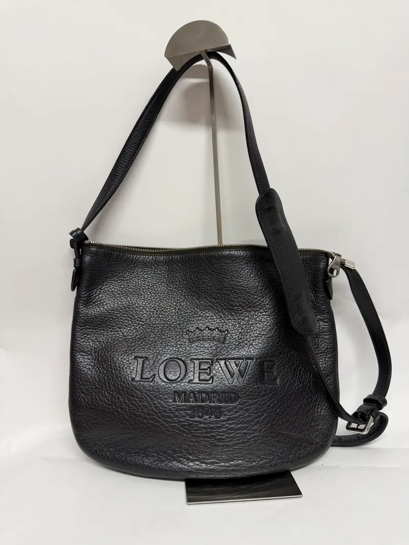 Loewe Heritage Bandolera Piel Granulada Negra