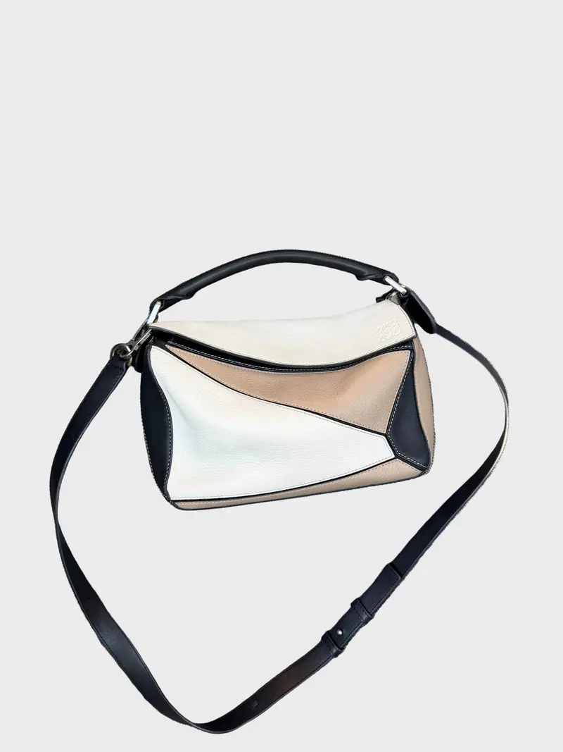Loewe Puzzle Small Tricolor blanco topo y negro