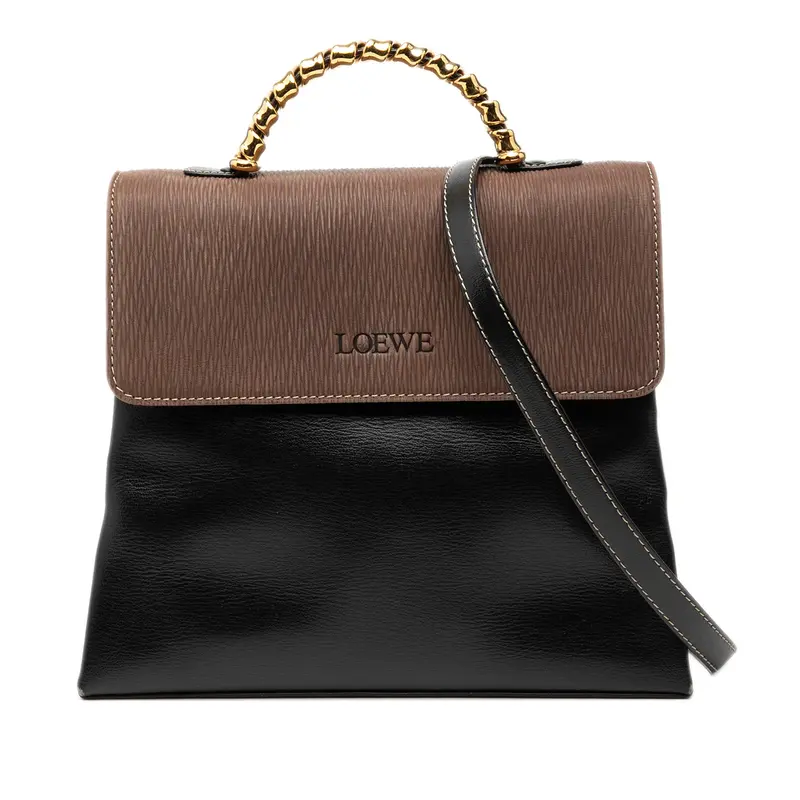 Loewe Velázquez Twist Satchel Piel Negra