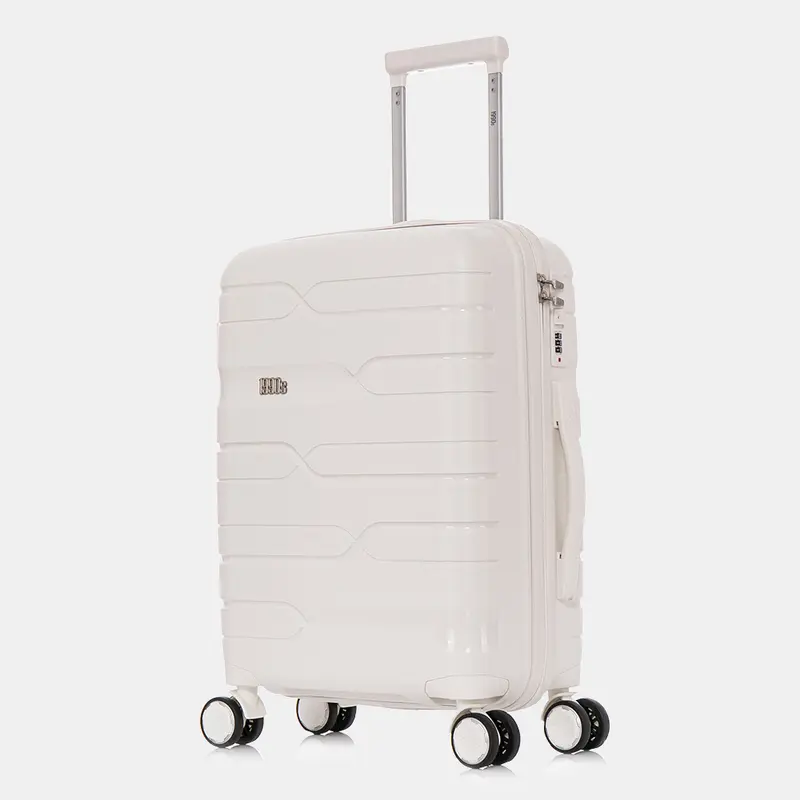 Maleta de cabina 55x38x22 cm (44L) Polipropileno  - Candado Incrustado - 20 Pulgadas - Blanco - Bass