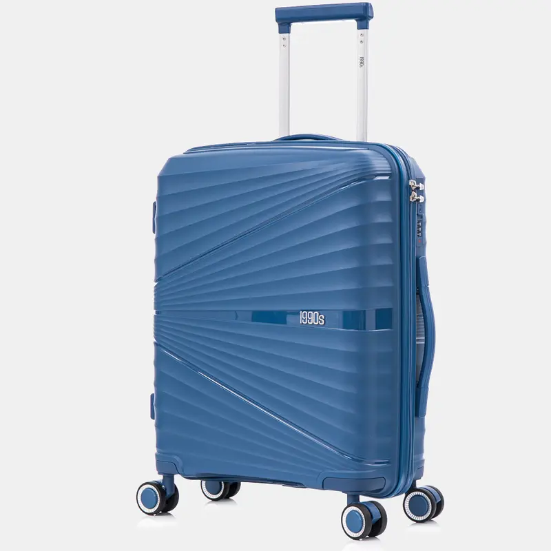 Maleta de cabina 55x39x21.5 cm (46L) Polipropileno - Candado Incrustado - 20 Pulgadas - Azul marino - Chocolate