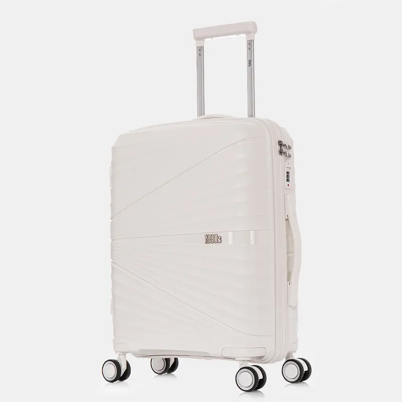 Maleta de cabina 55x39x21.5 cm (46L) Polipropileno - Candado Incrustado - 20 Pulgadas - Blanco - Chocolate