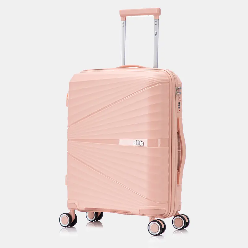Maleta de cabina 55x39x21.5 cm (46L) Polipropileno  - Candado Incrustado - 20 Pulgadas -  Rosa Claro - Choco