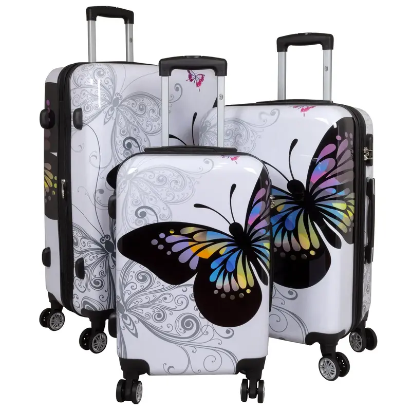 Maletas Rígidas Mariposa Tribal 3 Piezas 360°
