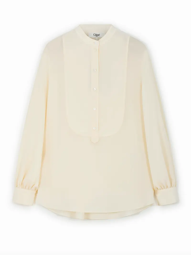 Mandarin-collar blouse