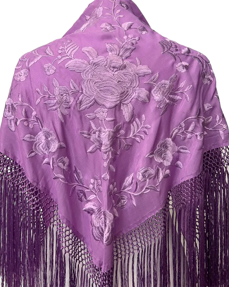 Mantón Bordado Malva