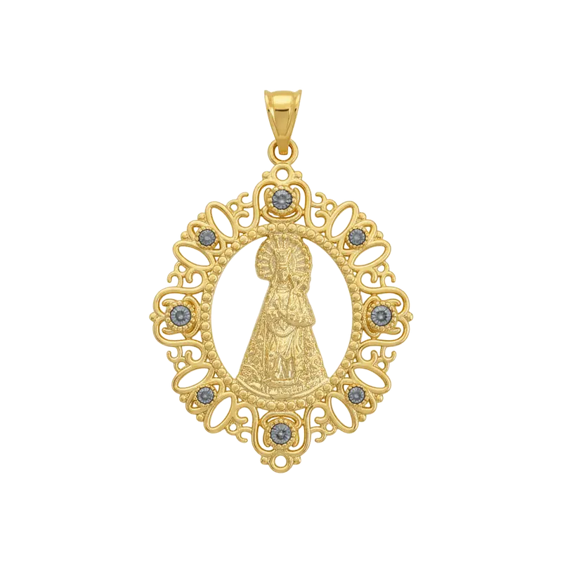 Medalla Virgen de los Desamparados plata de ley y baño de oro 18K