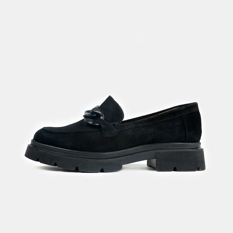 Mocasines de piel con plataforma negro Abril
