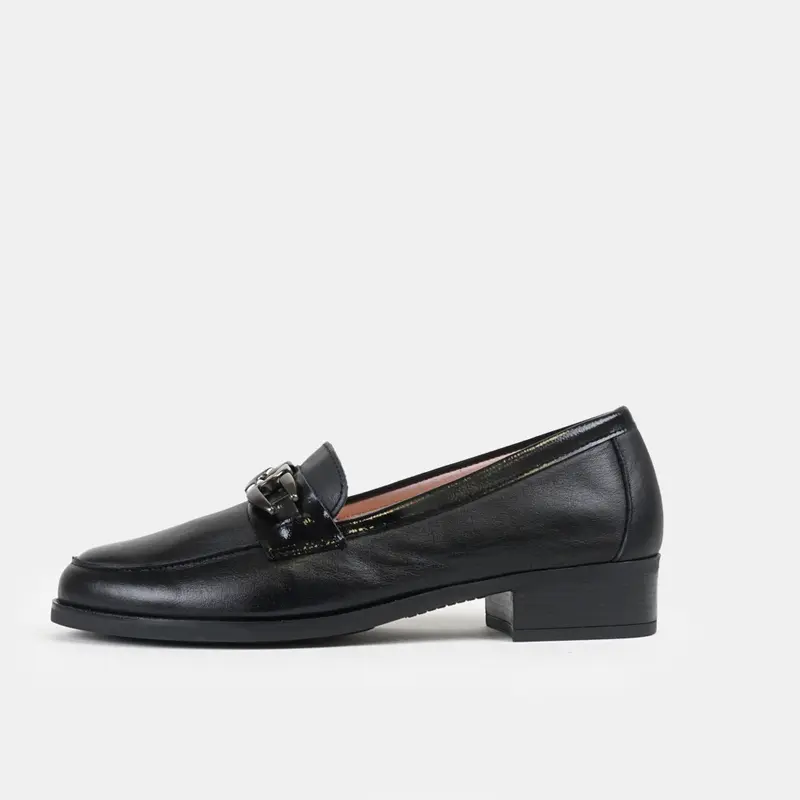 Mocasines de piel para mujer napa negro Plath