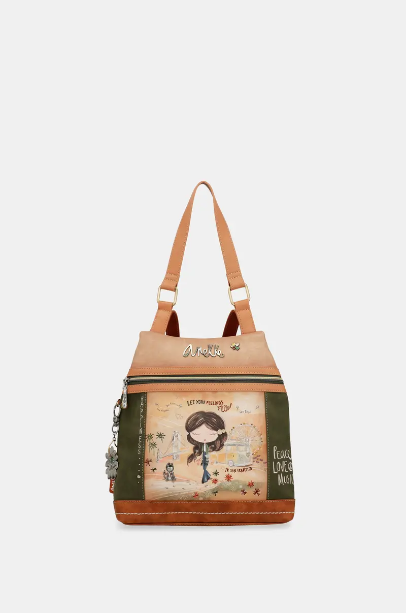 Mochila antirrobo Peace & Love Camel