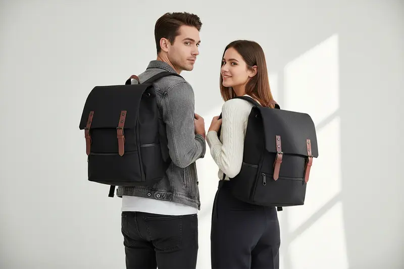 Mochila Casual Gris, Negro y Rojo