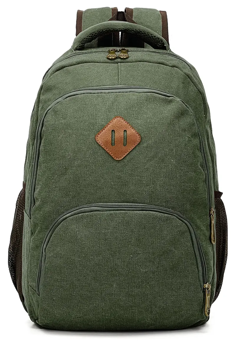 Mochila de Lona Verde – Mochila Casual Resistente y Moderna para Uso Diario 180426