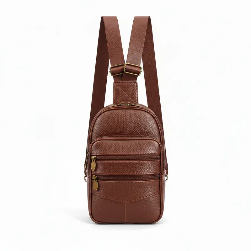 Mochila de Piel Negra y Marrón