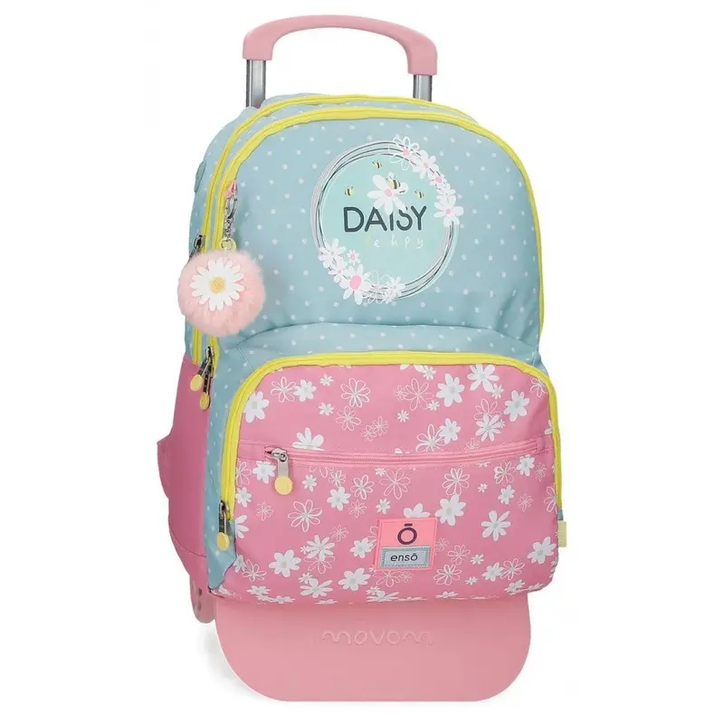 Mochila Escolar Enso Daisy con carro rosa