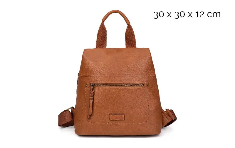 Mochila Marrón, Verde y Bronce