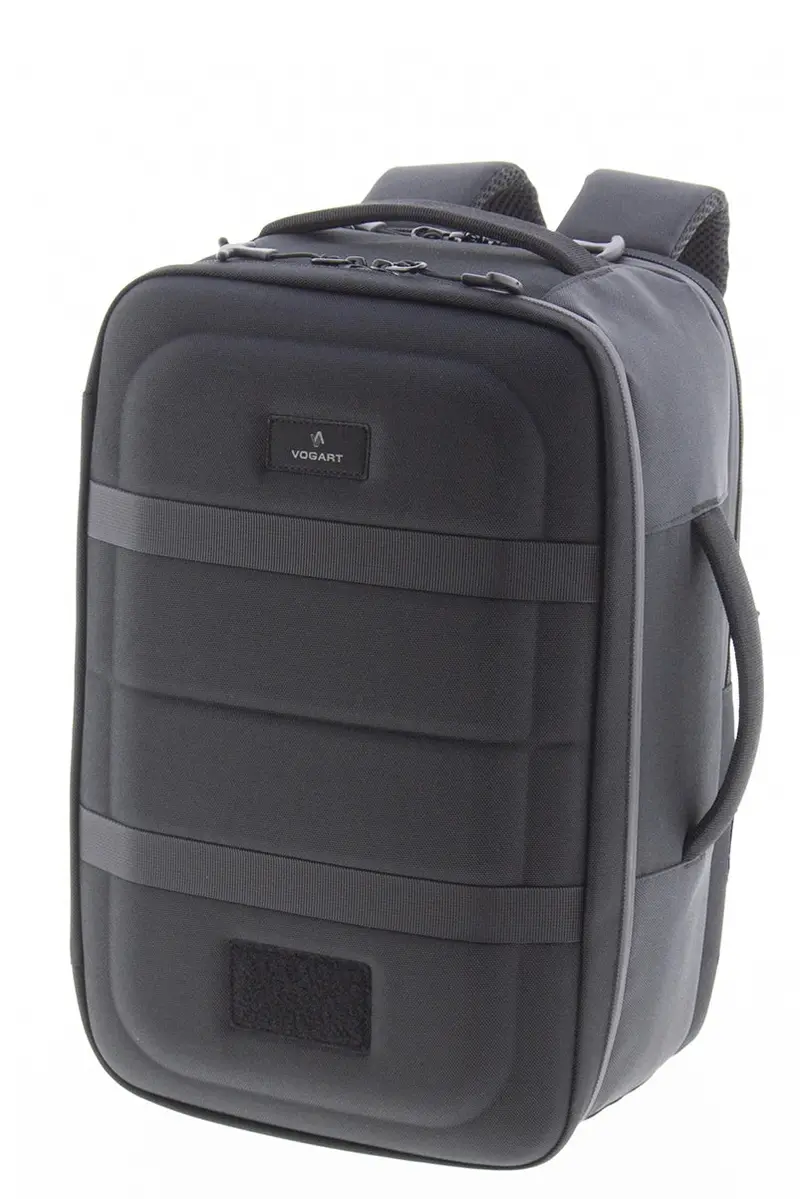 Mochila pequeña Vogart Defender negro con cierre tipo maleta