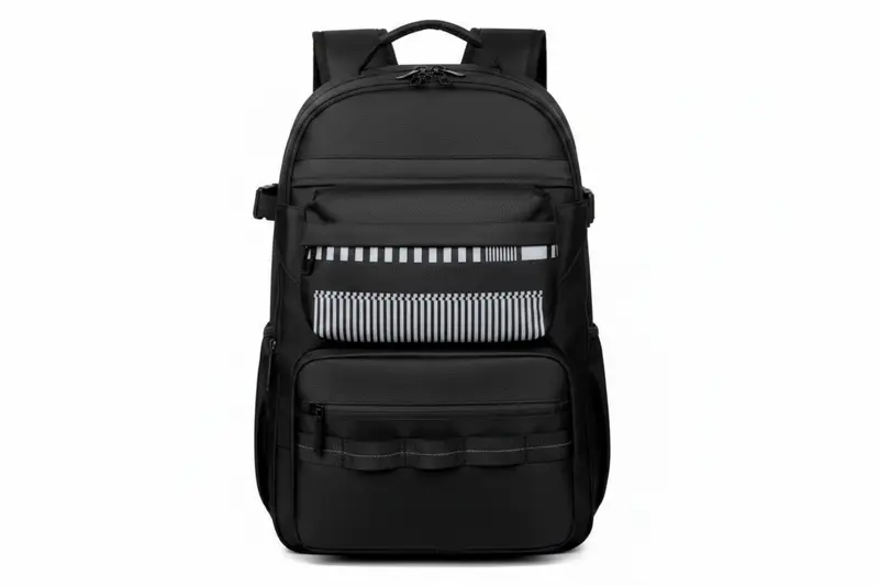 Mochila Tela Casual Negra y Gris
