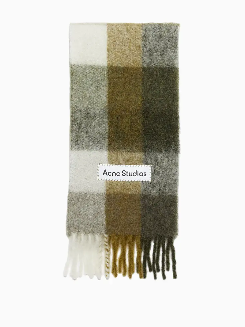 Mohair checked scarf