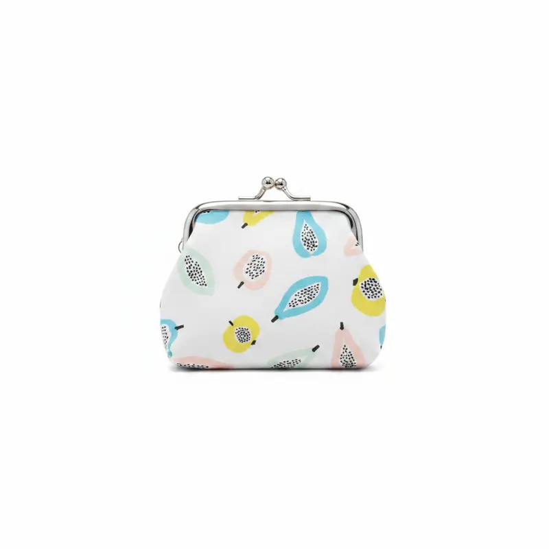 Monedero pequeño estilo vintage con estampado de futas