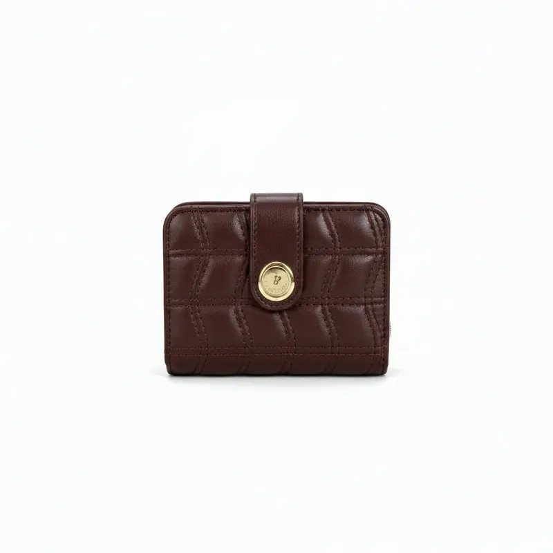 Monedero pequeño rectangular acolchado con pespuntes en varios colores
