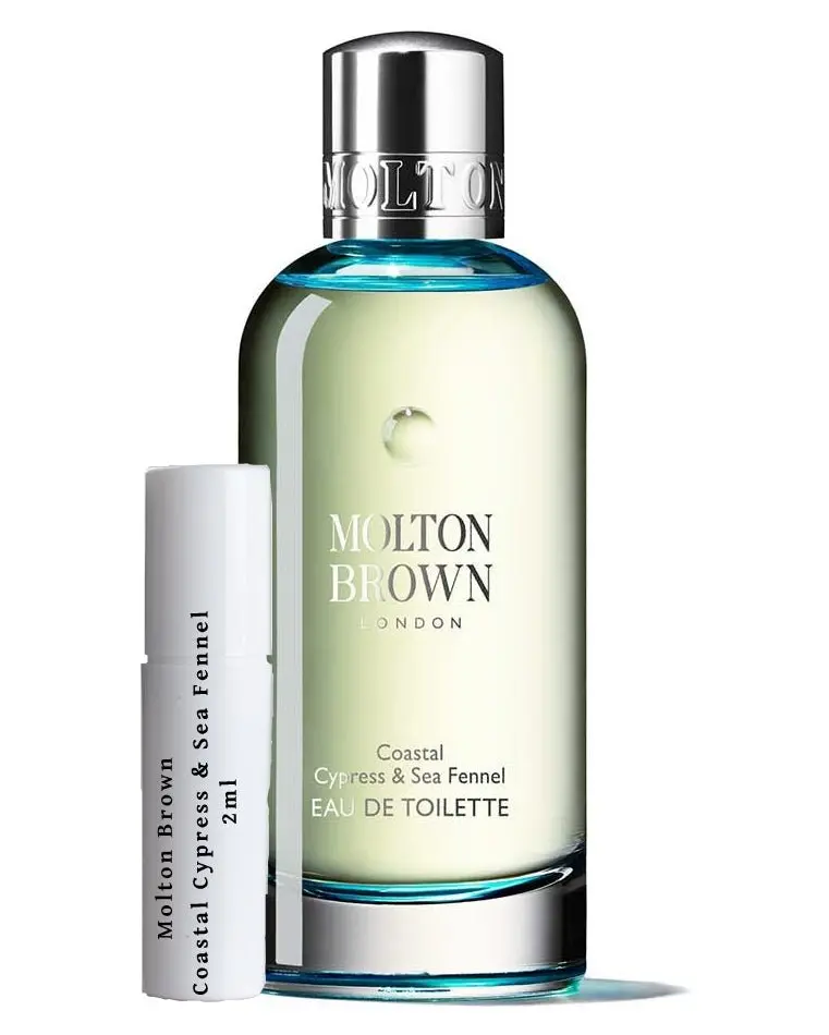 Muestras de ciprés costero e hinojo marino de Molton Brown