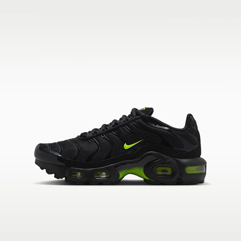 Nike Air Max Plus Negra y Volt Ice (Junior)
