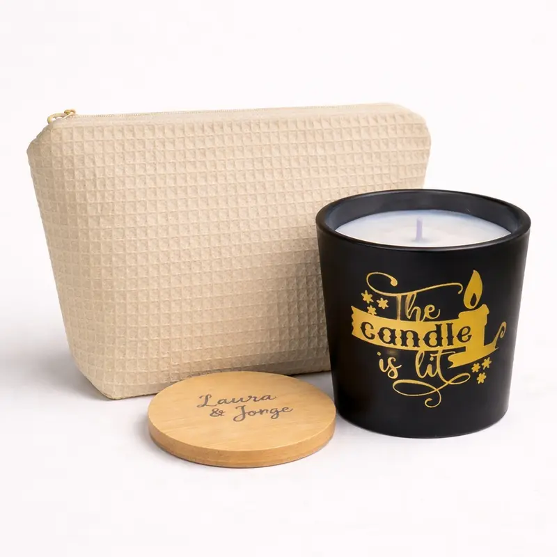 Pack Calm Premium · Neceser waffle con fondo + Vela XL cera de soja