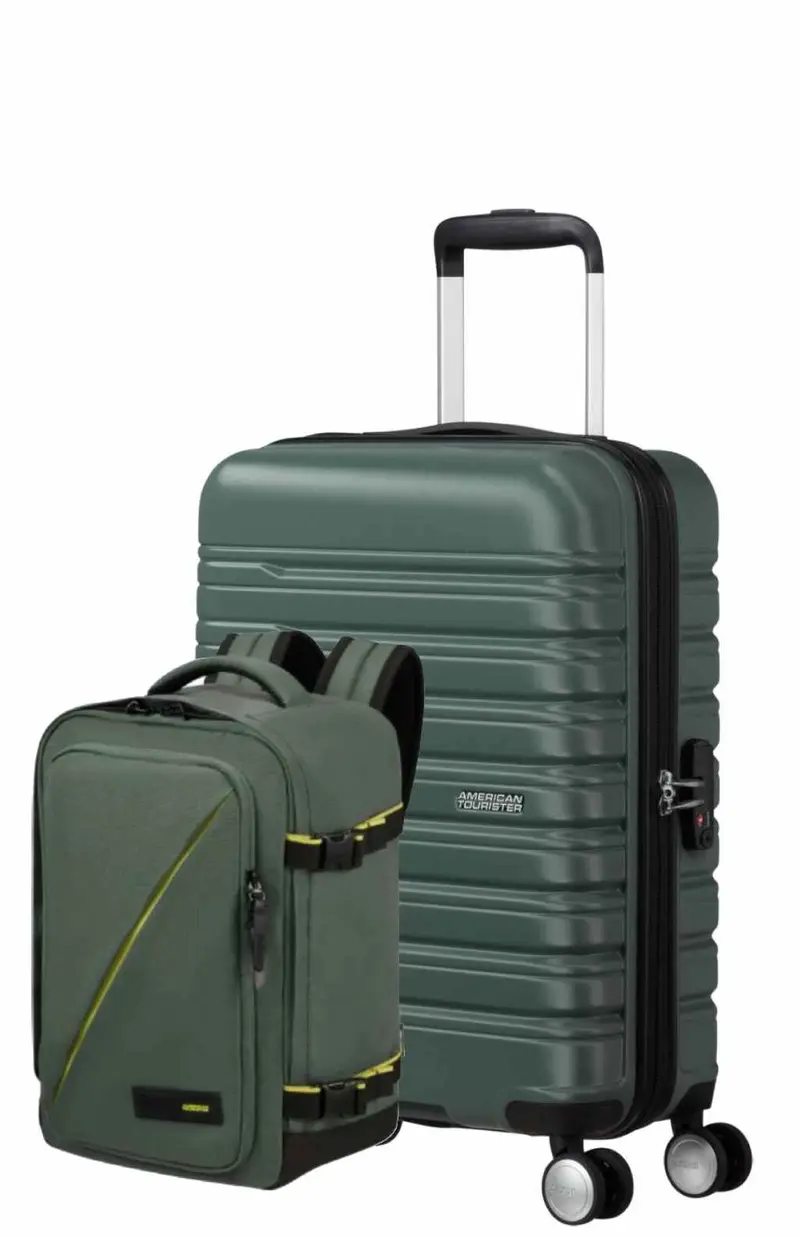 Pack Maleta Cabina FLASHLINE + Mochila TAKE2CABIN de American Tourister - Verde