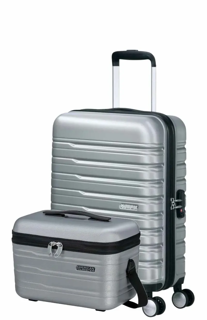 Pack Maleta Cabina + Neceser FLASHLINE de American Tourister - Plata