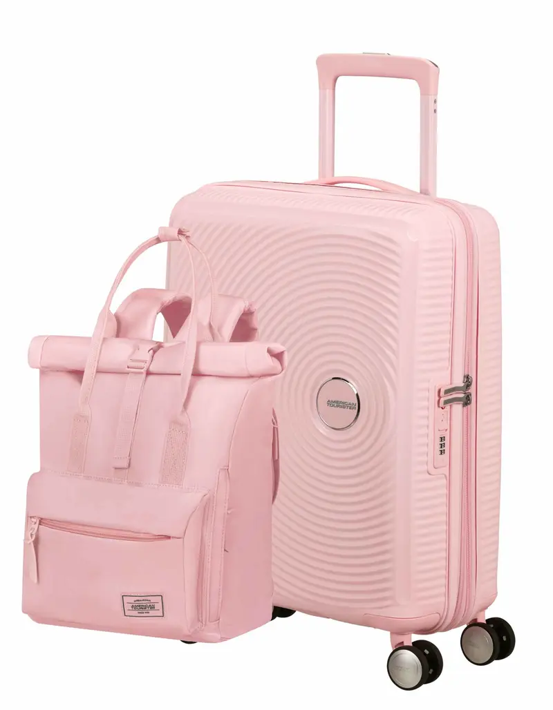 Pack Maleta Cabina SoundBox + Mochila Urban groove de American Tourister - Rosa pastel