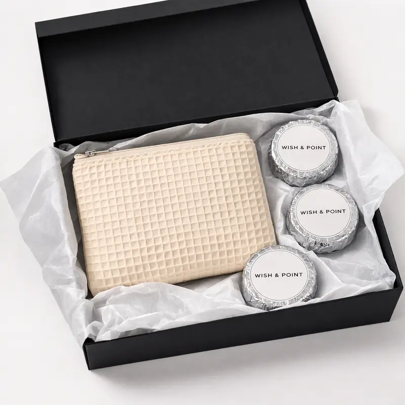 Pack Shower Care · Neceser waffle + Discos ducha arómaticos