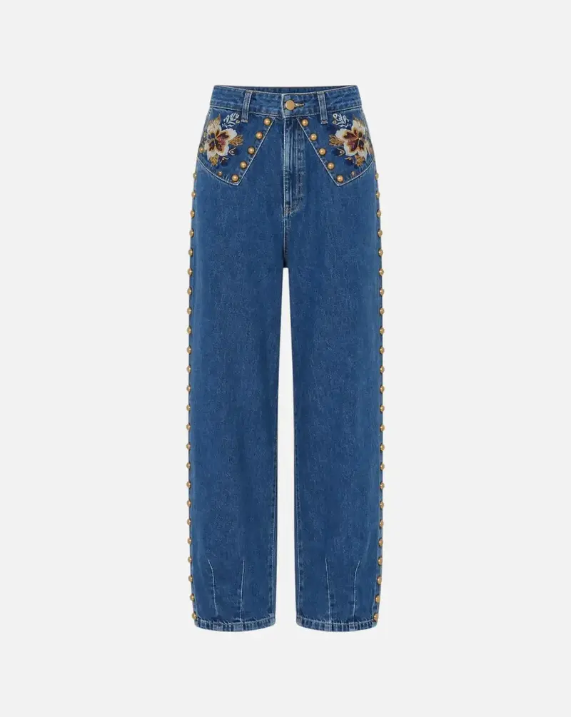 Pantalon Farm Rio Baloon Gold and Blue Denim