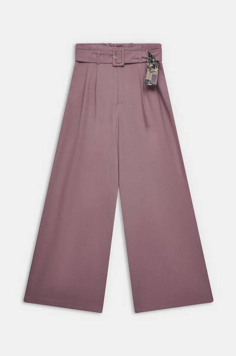 Pantalón lila fluido con cinturón