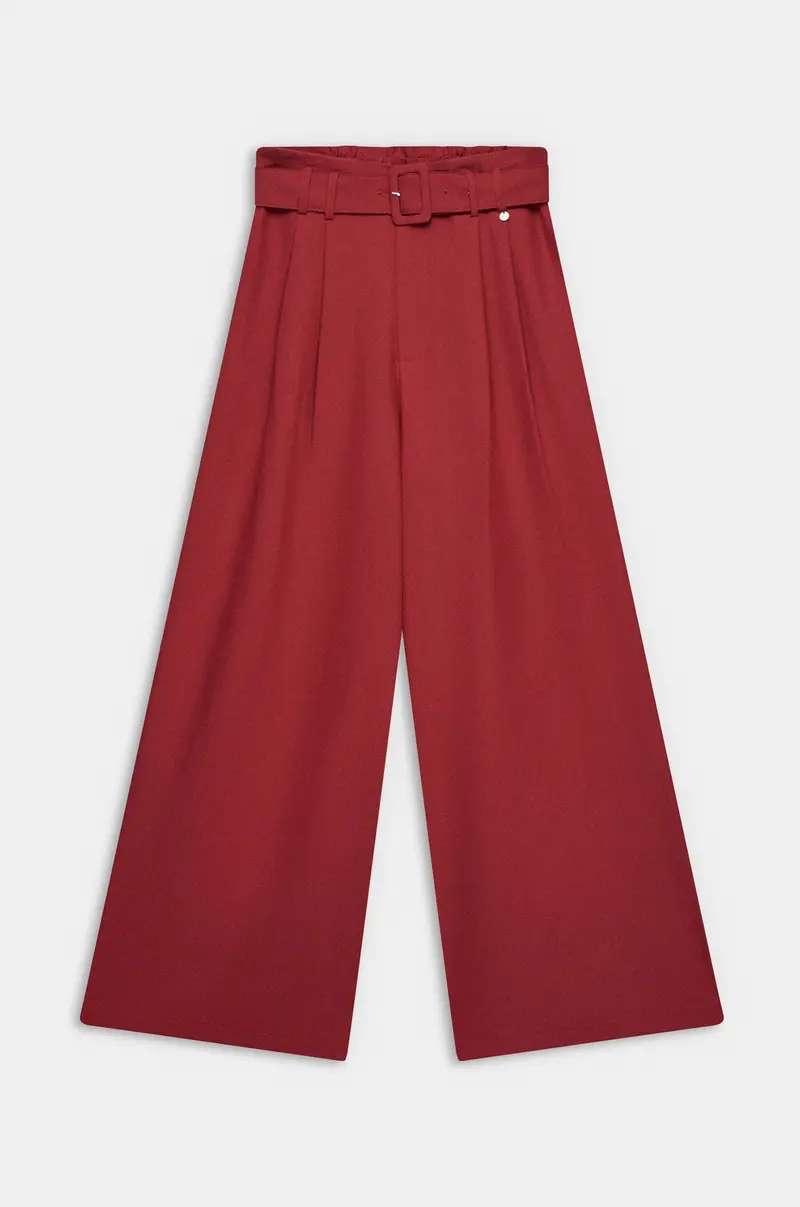 Pantalón palazzo granate con cinturón Anekke