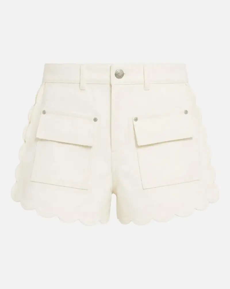 Pantalones Farm Rio White Canvas Scalloped