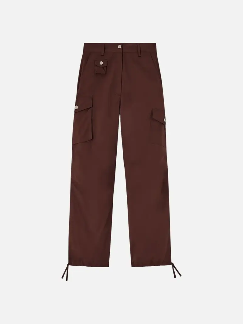 Pantalones Ganni Cargo Trousers in Brown Cotton