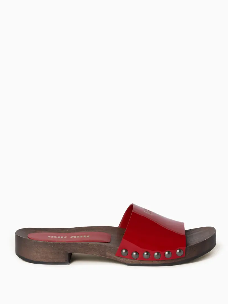 Patent leather clogs