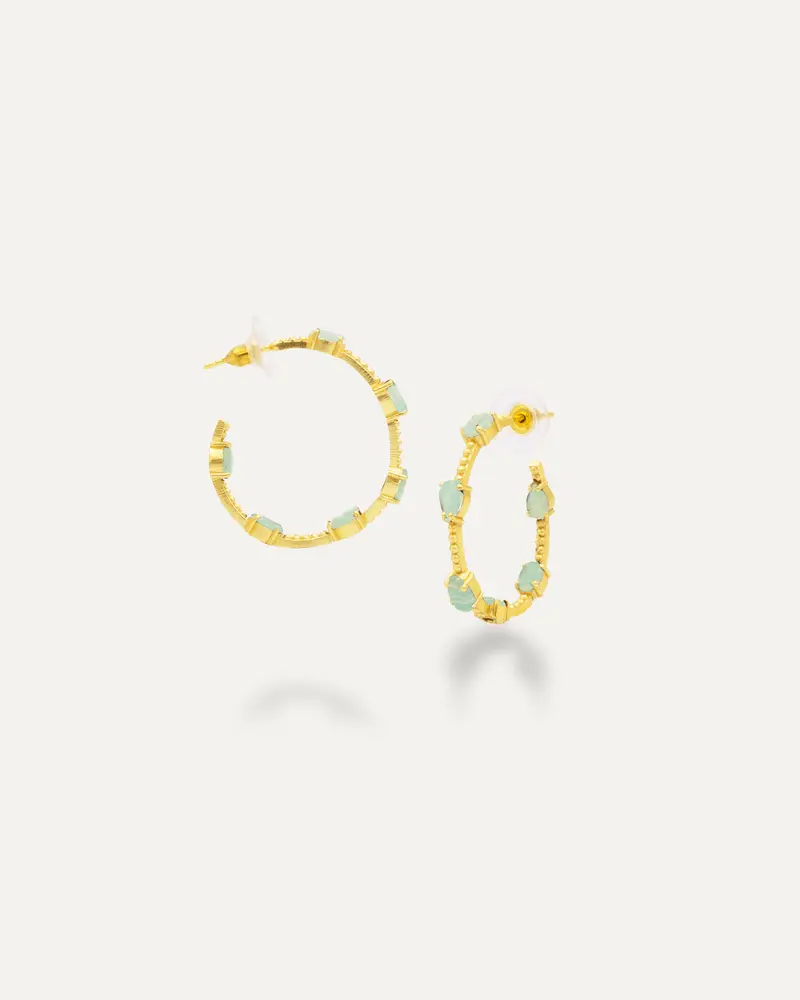 Pendiente Aros Dorados Aro Pia Amazonita